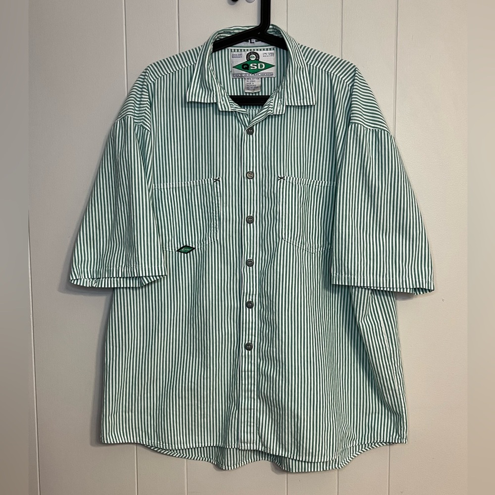 Vintage Quiksilver "Salt-Water Denim" QSD short-sleeve button-up shirt Size L
